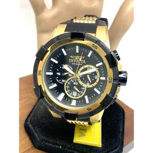 Invicta Men's Watch 23693 Aviator Quartz Chronograph Gold Black Rubber Band 50mm